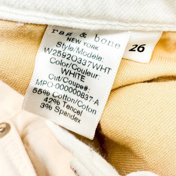 Rag & Bone Dre Capri White Denim Jeans Skinny Fit Size 26 - Picture 7 of 8
